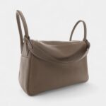 Hermes Taurillon Clemence Lindy 30 Etoupe Bag