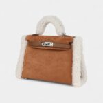 Hermès Teddy Kelly 20 Chamois Shearling and Swift Palladium Hardware
