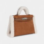 Hermès Teddy Kelly 20 Chamois Shearling and Swift Palladium Hardware