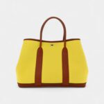 Hermes Toile Epsom Verso Garden Party 36 MM Jaune Citron Cuivre