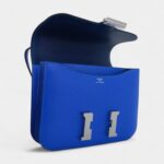 Hermes Verso Mini Constance 18 Bag Bleu Hydra and Deep Bleu Chevre Leather with Palladium Hardware
