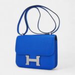 Hermes Verso Mini Constance 18 Bag Bleu Hydra and Deep Bleu Chevre Leather with Palladium Hardware