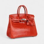 Hermès Birkin 25 Orange Poppy Shiny Niloticus Crocodile Palladium Hardware
