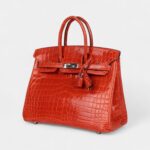 Hermès Birkin 25 Orange Poppy Shiny Niloticus Crocodile Palladium Hardware