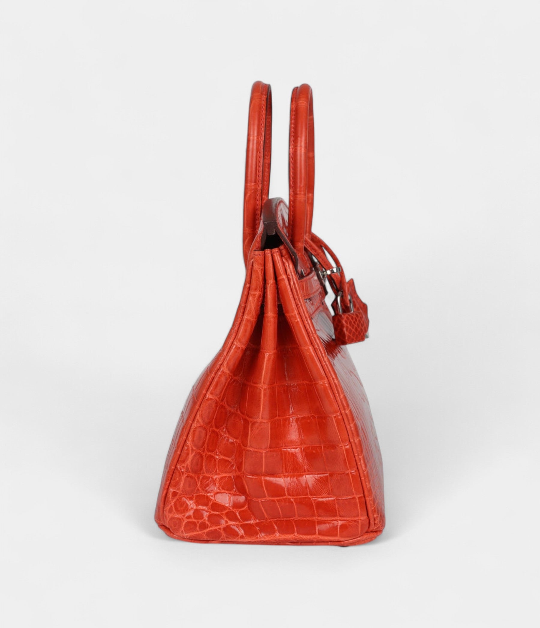 Pre-ownedHermesBirkin25OrangePoppyShinyNiloticusCrocodilePalladiumHardware_4-1.jpg Hermès Birkin 25 Orange Poppy Shiny Niloticus Crocodile Palladium Hardware