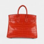 Hermès Birkin 25 Orange Poppy Shiny Niloticus Crocodile Palladium Hardware