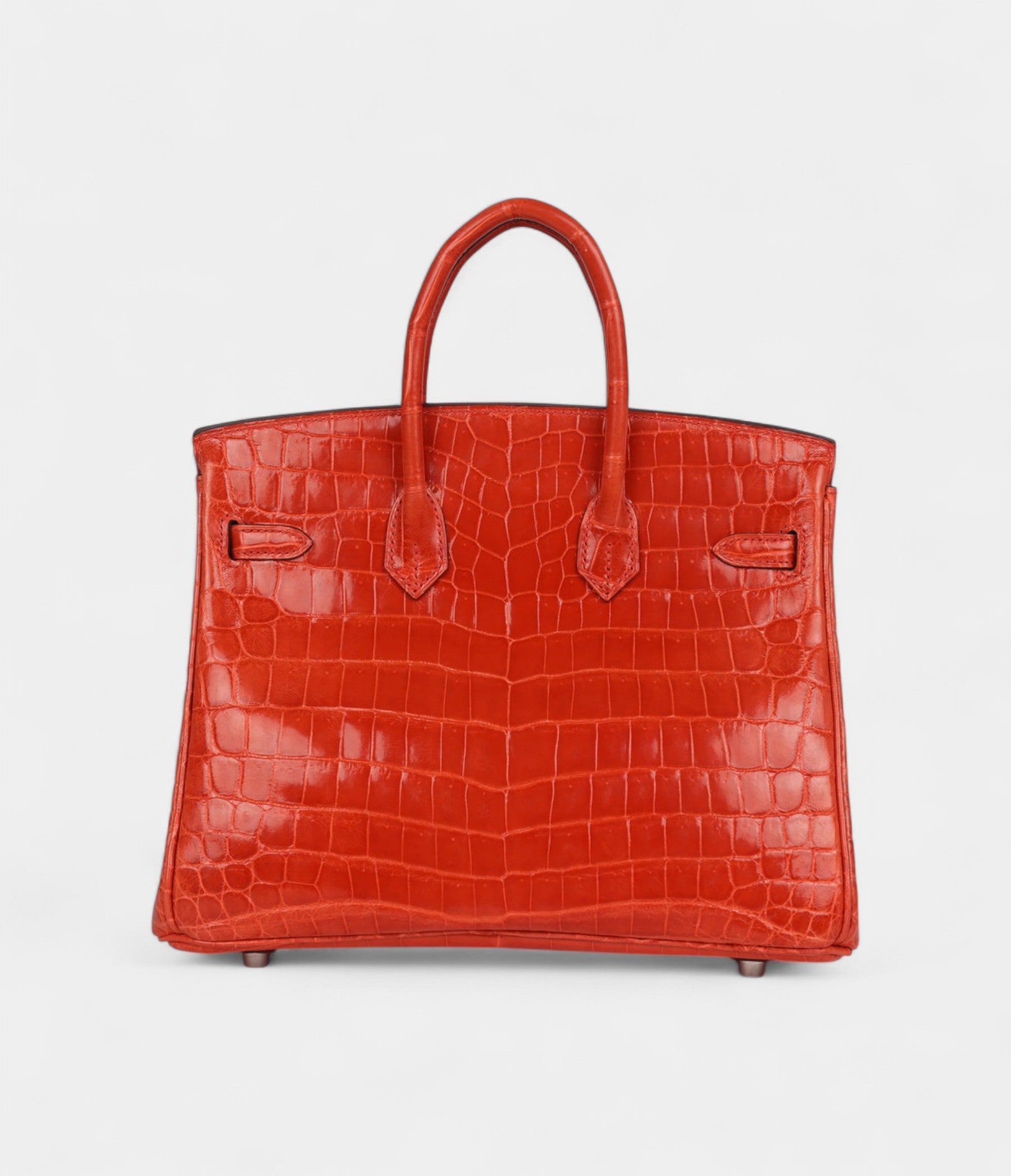 Pre-ownedHermesBirkin25OrangePoppyShinyNiloticusCrocodilePalladiumHardware_5.jpg Hermès Birkin 25 Orange Poppy Shiny Niloticus Crocodile Palladium Hardware