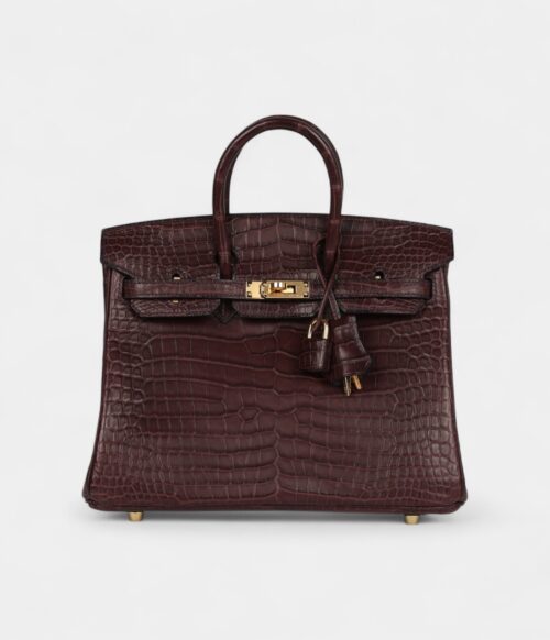 Hermès Birkin 25 Rouge Sellier Matte Porosus Crocodile Gold Hardware