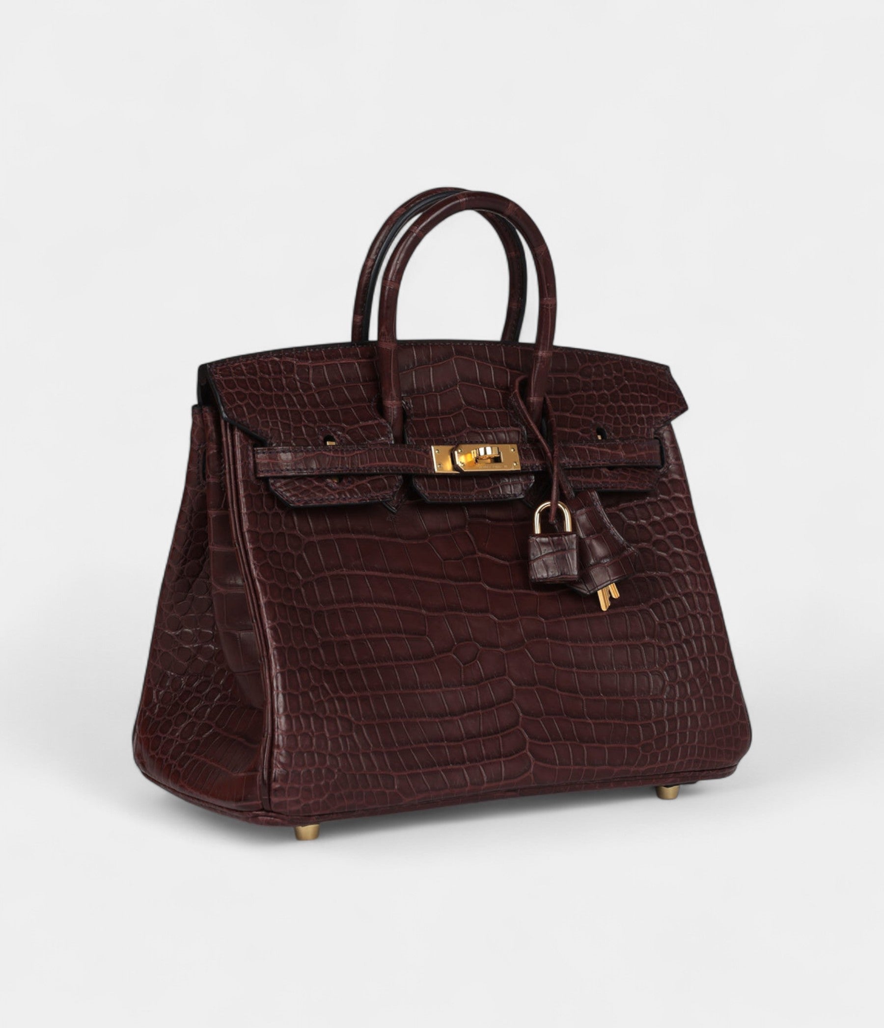 Pre-ownedHermesBirkin25RougeSellierMattePorosusCrocodileGoldHardware_2-1.jpg Hermès Birkin 25 Rouge Sellier Matte Porosus Crocodile Gold Hardware