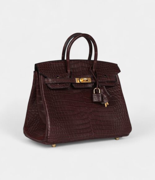 Hermès Birkin 25 Rouge Sellier Matte Porosus Crocodile Gold Hardware