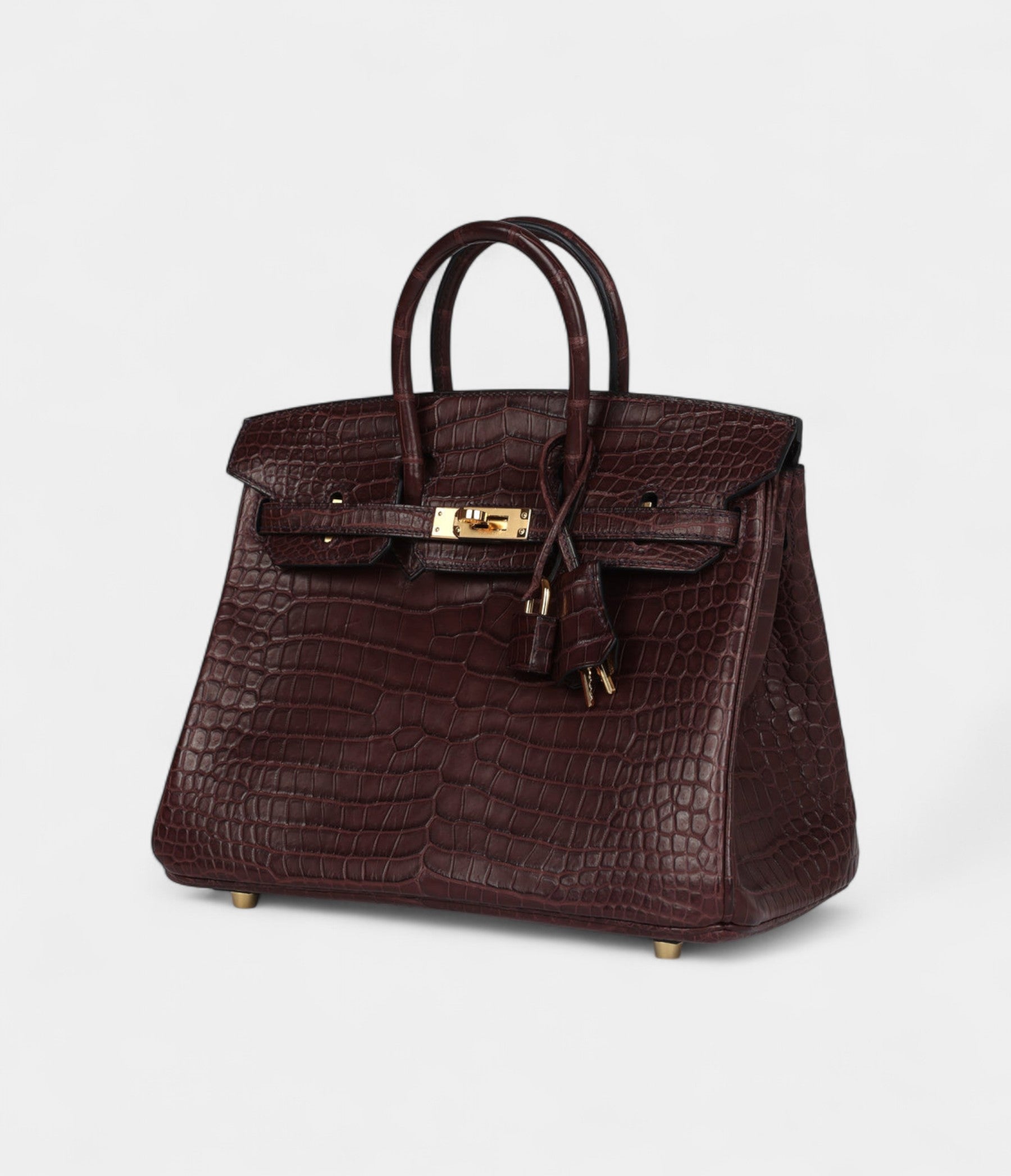 Pre-ownedHermesBirkin25RougeSellierMattePorosusCrocodileGoldHardware_3-1.jpg Hermès Birkin 25 Rouge Sellier Matte Porosus Crocodile Gold Hardware