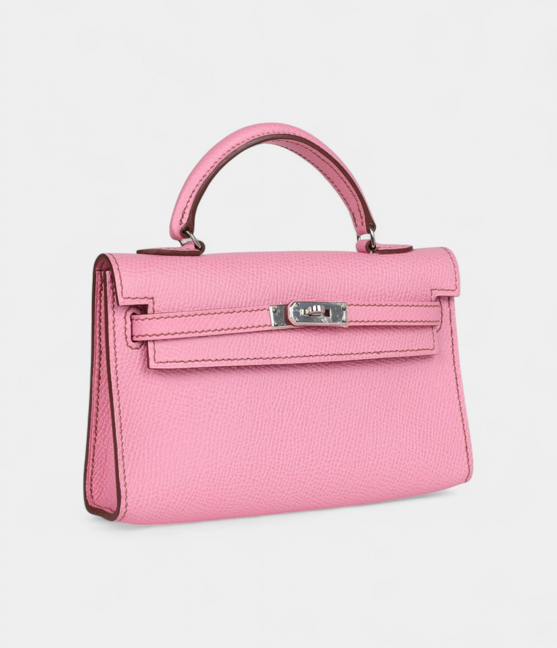 Pre-ownedHermesMicroKelly20BubblegumEpsomPalladiumHardware_3.jpg Hermès Micro Kelly 20 Bubblegum Epsom Palladium Hardware