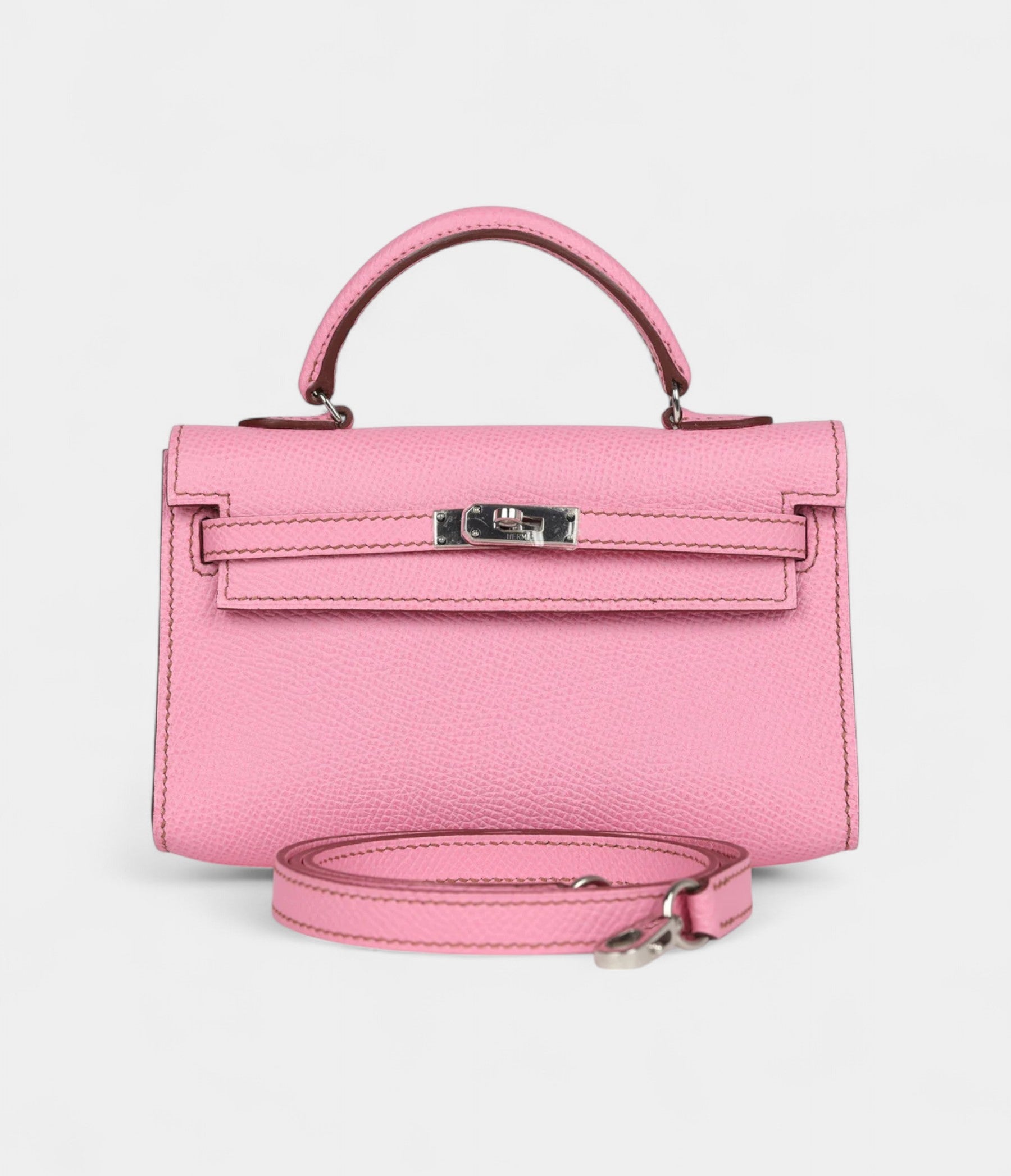 Pre-ownedHermesMicroKelly20BubblegumEpsomPalladiumHardware_4.jpg Hermès Micro Kelly 20 Bubblegum Epsom Palladium Hardware