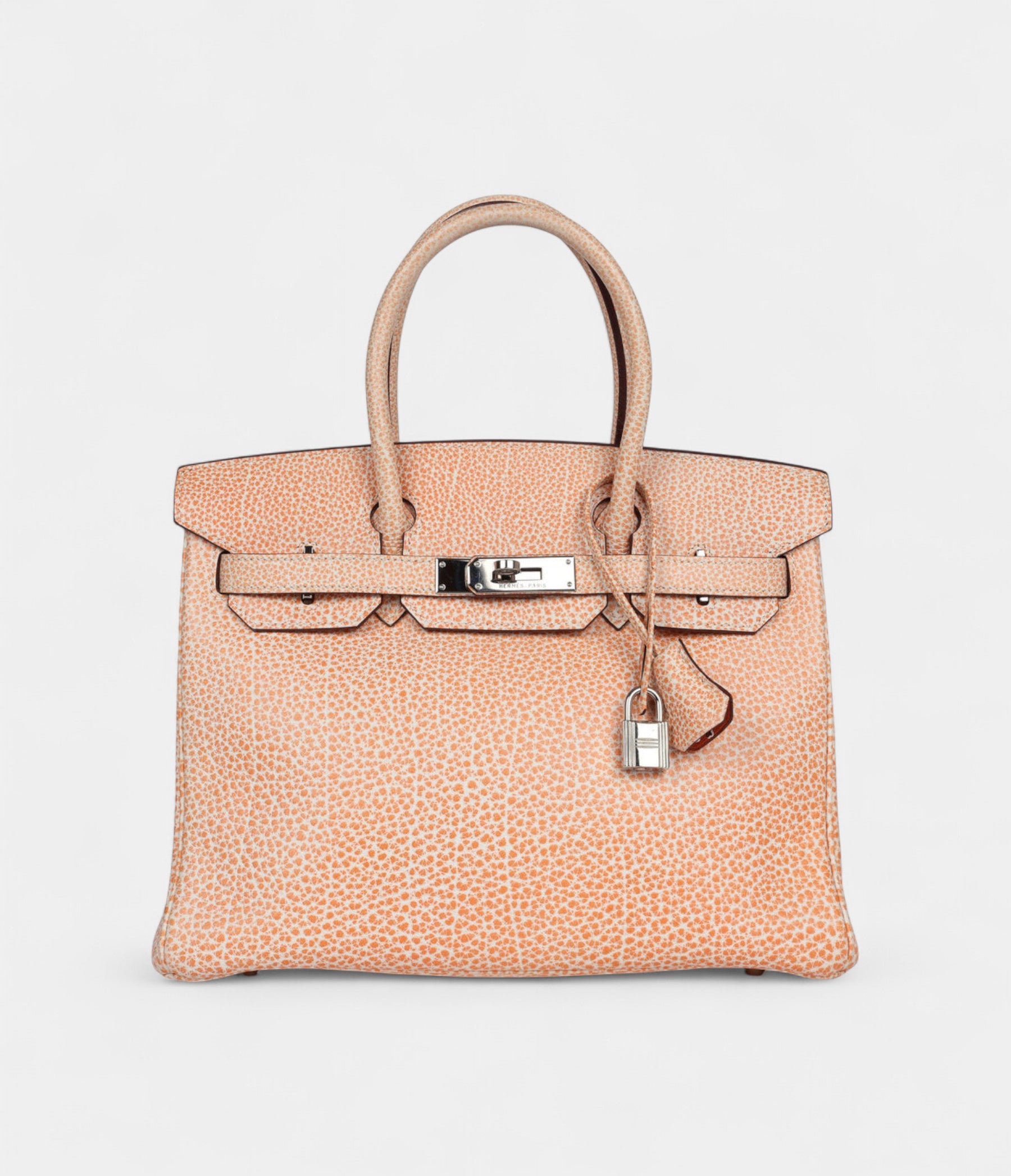Vintage Hermès Birkin 30 Orange Dalmatian Buffalo Palladium Hardware