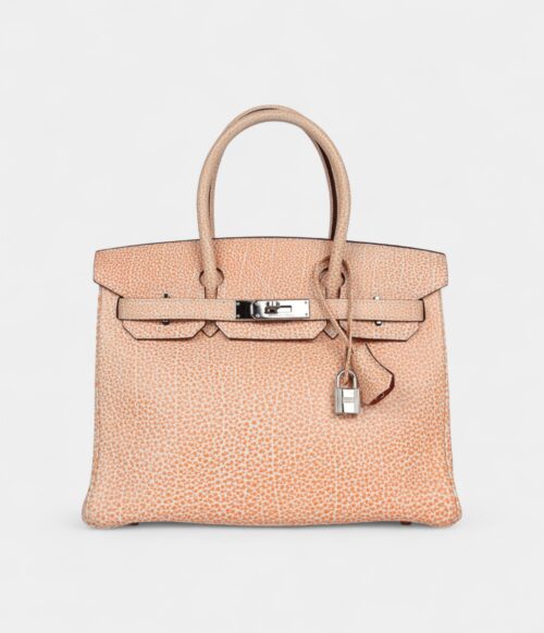 Vintage Hermès Birkin 30 Orange Dalmatian Buffalo Palladium Hardware