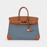 Vintage Hermès Birkin 35 Blue Denim and Gold Gulliver Gold Hardware