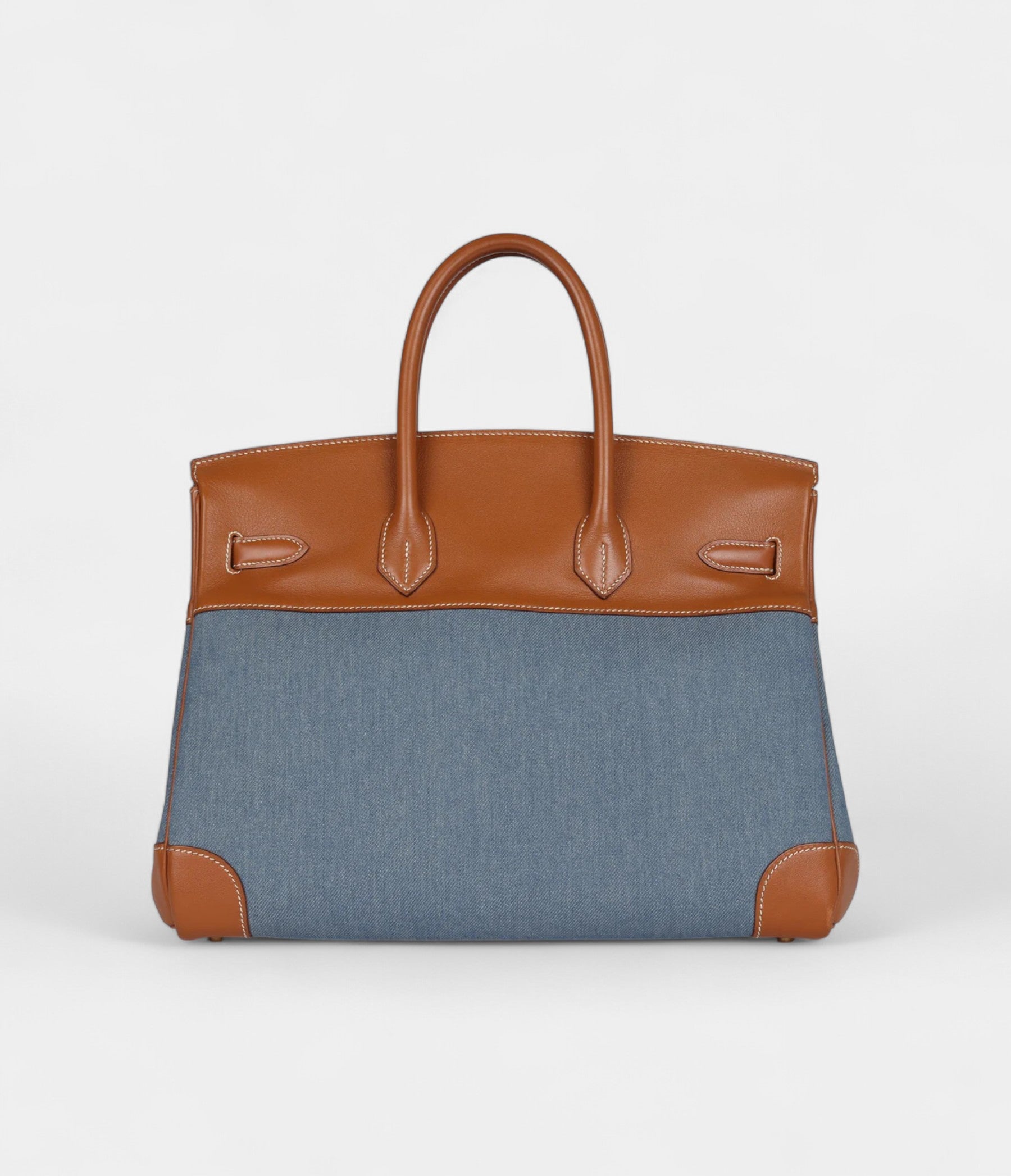 Vintage Hermès Birkin 35 Blue Denim and Gold Gulliver Gold Hardware