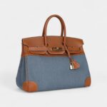 Vintage Hermès Birkin 35 Blue Denim and Gold Gulliver Gold Hardware