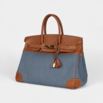 Vintage Hermès Birkin 35 Blue Denim and Gold Gulliver Gold Hardware