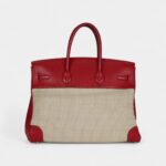 Vintage Hermès Birkin 35 Rouge Vif Buffalo and Crinoline Gold Hardware