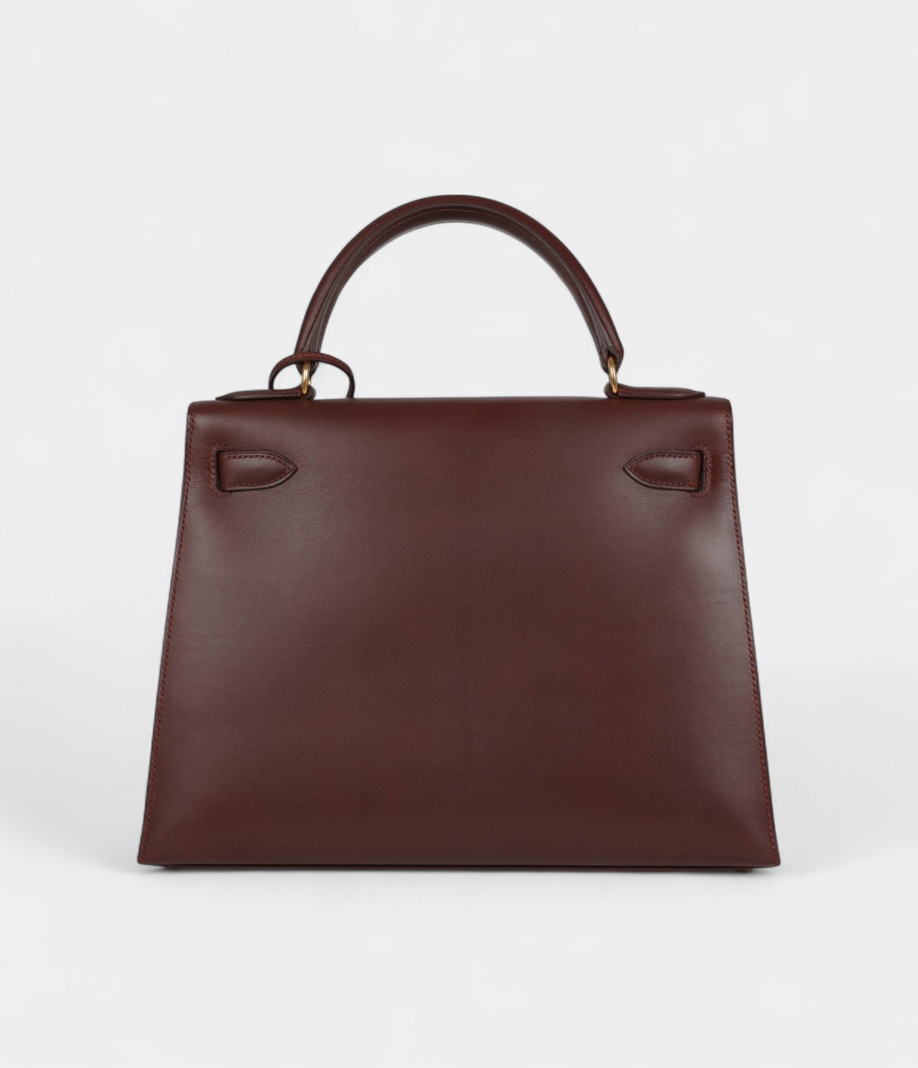 Vintage Hermes Kelly 28 Noisette Box Gold Hardware