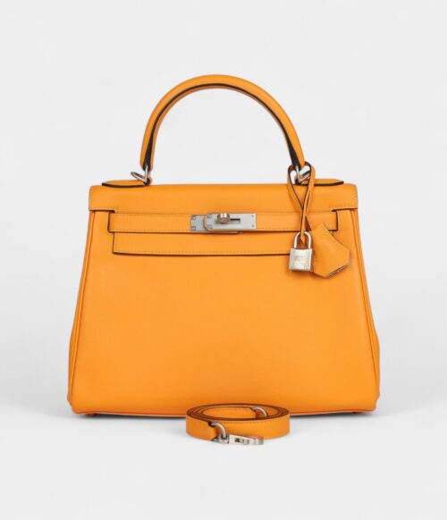 Vintage Hermes Kelly 28 Swift Brushed Palladium Hardware