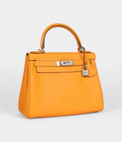 Vintage Hermes Kelly 28 Swift Brushed Palladium Hardware