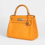 Vintage Hermes Kelly 28 Swift Brushed Palladium Hardware