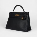 Vintage Hermès Kelly 32 Black Ardennes Gold Hardware