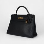 Vintage Hermès Kelly 32 Black Ardennes Gold Hardware