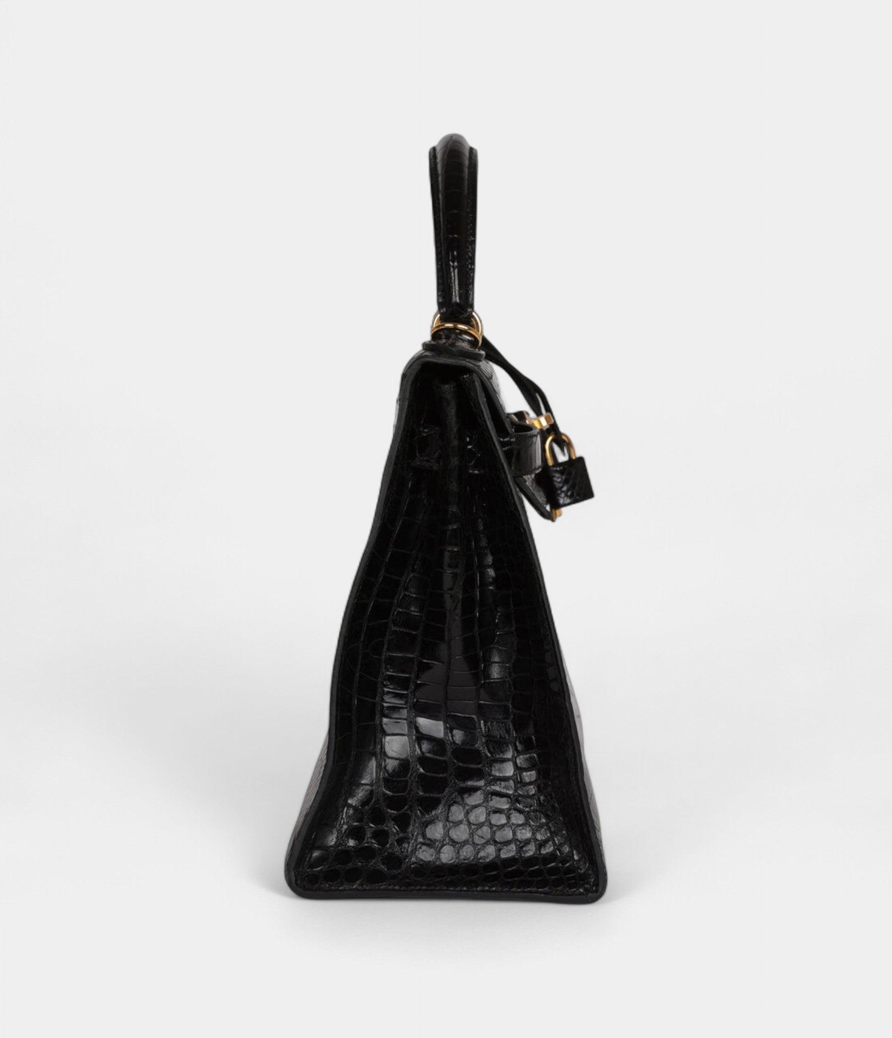 VintageHermesKelly32BlackShinyPorosusCrocodileGoldHardware_4.jpg Vintage Hermès Kelly 32 Black Shiny Porosus Crocodile Gold Hardware