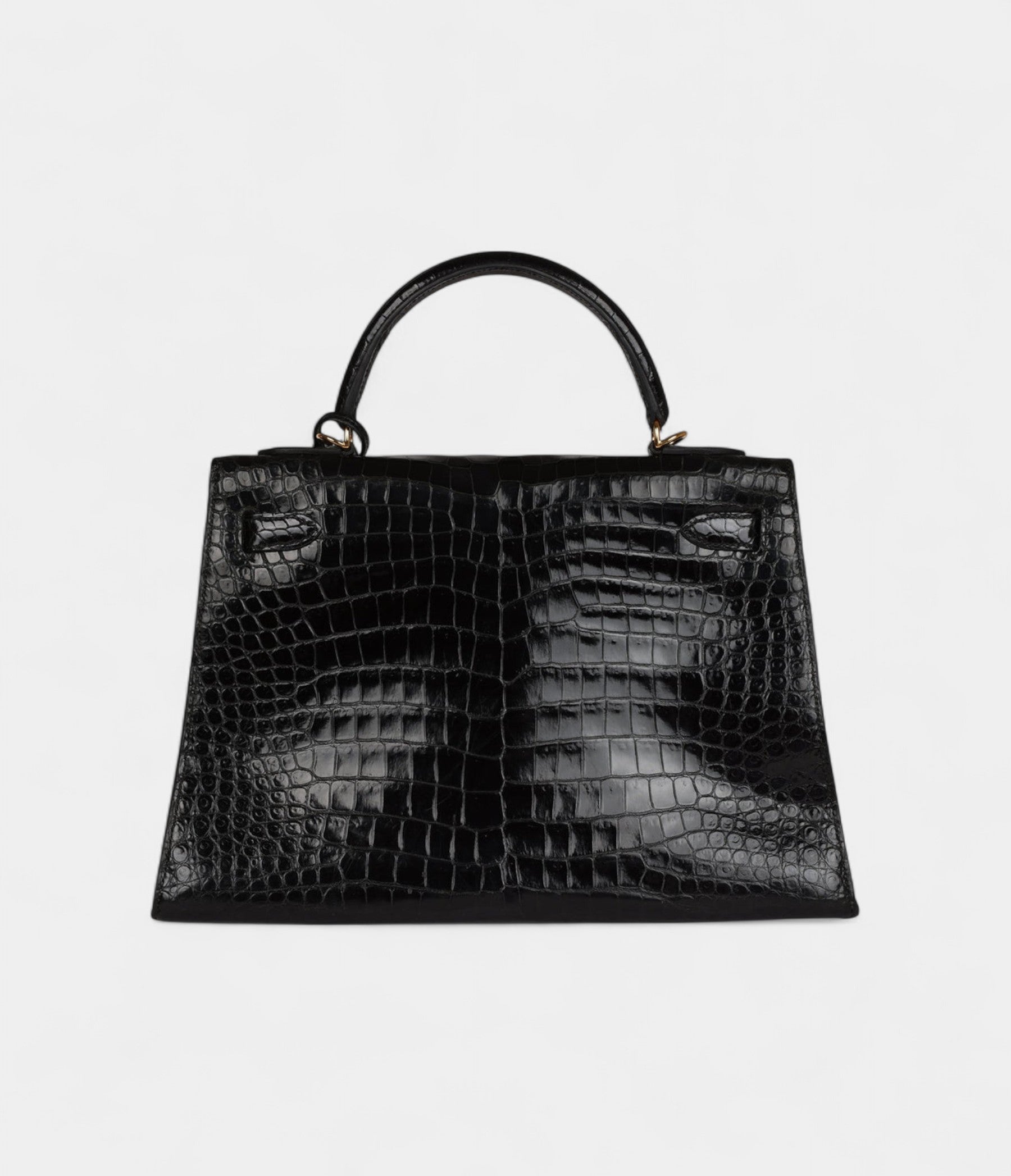 VintageHermesKelly32BlackShinyPorosusCrocodileGoldHardware_5.jpg Vintage Hermès Kelly 32 Black Shiny Porosus Crocodile Gold Hardware