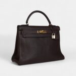 Vintage Hermès Kelly 32 Dark Brown Fjord Gold Hardware