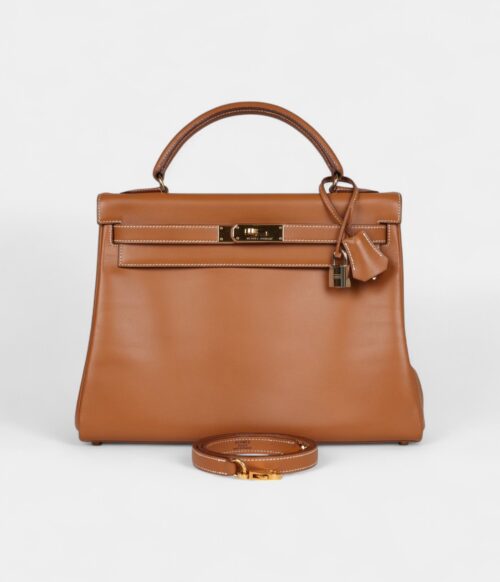 Vintage Hermès Kelly 32 Natural Sand Chamonix Gold Hardware