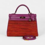Vintage Hermès Kelly 32 Vibrato Cyclamen Box Gold Hardware