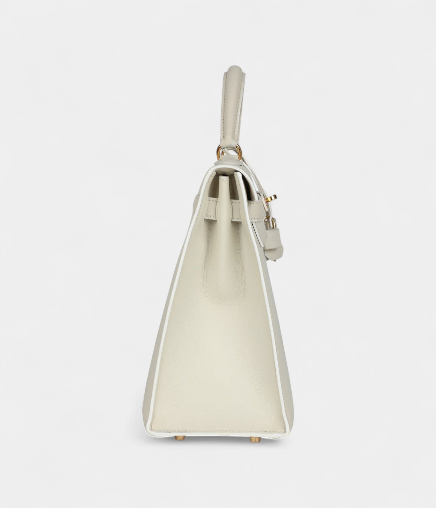 Vintage Hermès Kelly 32 White Grained Calfskin Gold Hardware