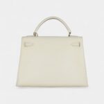 Vintage Hermès Kelly 32 White Grained Calfskin Gold Hardware