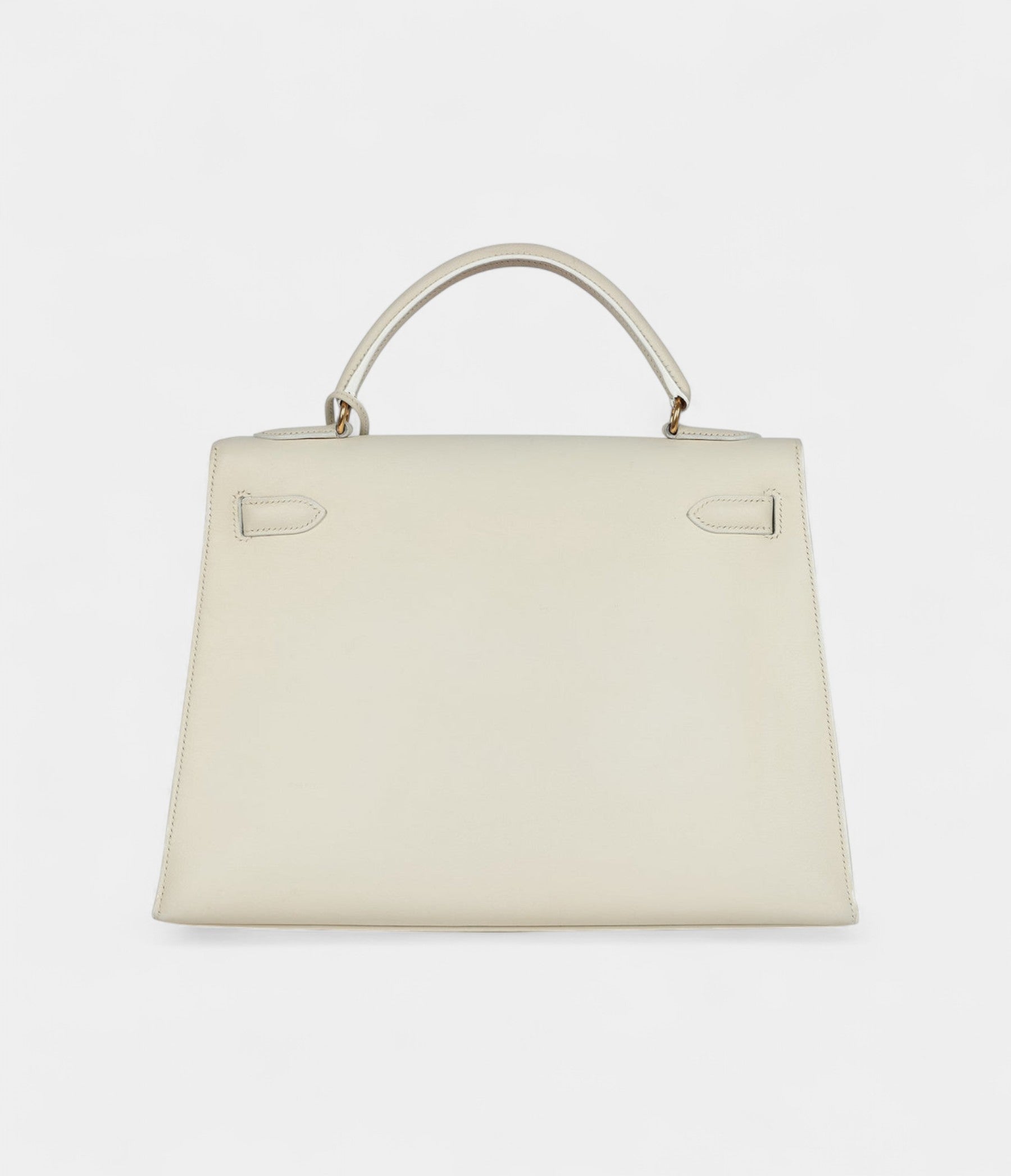 Vintage Hermès Kelly 32 White Grained Calfskin Gold Hardware