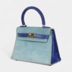 Vintage Hermès Kelly Sellier 20 Bleu Electric and Aqua Doblis Gold Hardware