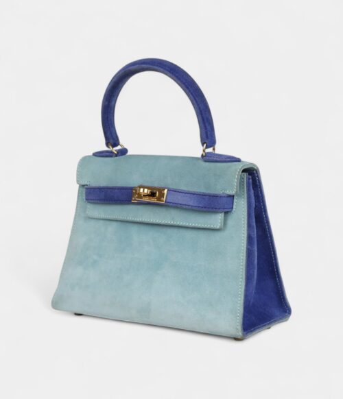 Vintage Hermès Kelly Sellier 20 Bleu Electric and Aqua Doblis Gold Hardware