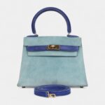 Vintage Hermès Kelly Sellier 20 Bleu Electric and Aqua Doblis Gold Hardware