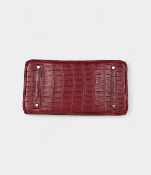 Vintage Hermès Travel Birkin 35 Rouge H Niloticus Crocodile Brushed Palladium Hardware