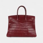 Vintage Hermès Travel Birkin 35 Rouge H Niloticus Crocodile Brushed Palladium Hardware