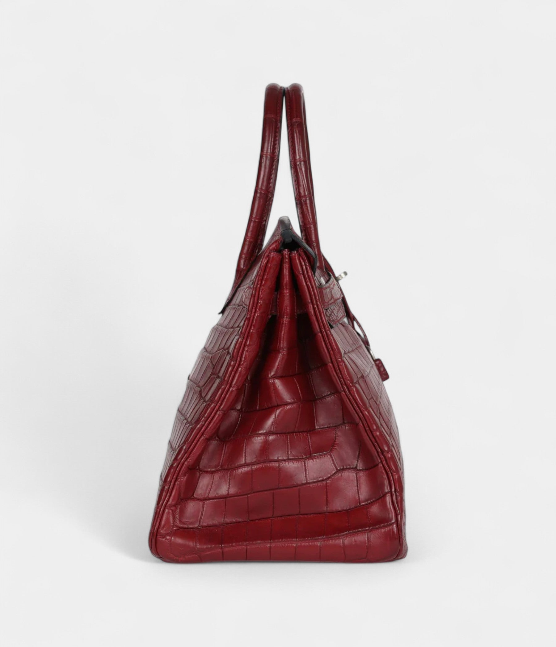 Vintage Hermès Travel Birkin 35 Rouge H Niloticus Crocodile Brushed Palladium Hardware