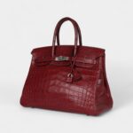 Vintage Hermès Travel Birkin 35 Rouge H Niloticus Crocodile Brushed Palladium Hardware