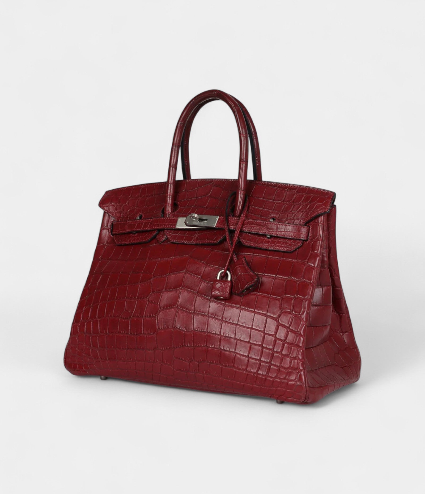 Vintage Hermès Travel Birkin 35 Rouge H Niloticus Crocodile Brushed Palladium Hardware