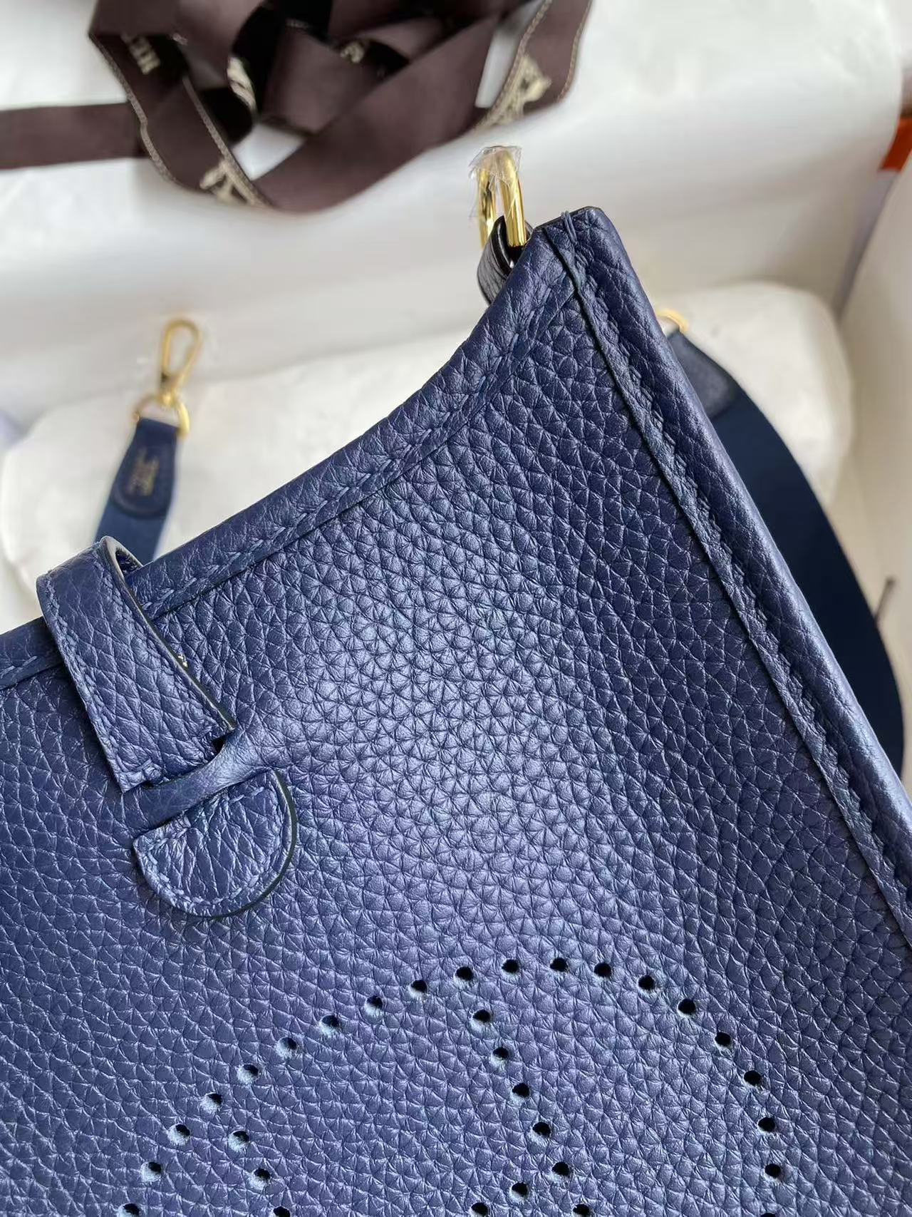 Hermès Evelyne TPM Dark blue 17cm Clemence Gold Hardware