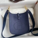 Hermès Evelyne TPM Dark blue 17cm Clemence Gold Hardware