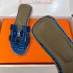 Hermès Oran Sandals for Women In Summer Quick Dry Leather with blue