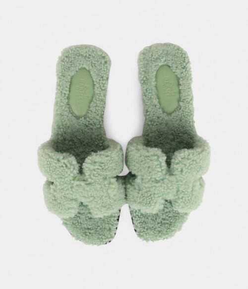 Hermès Oran Sandals Vert D'eau Woolskin 36